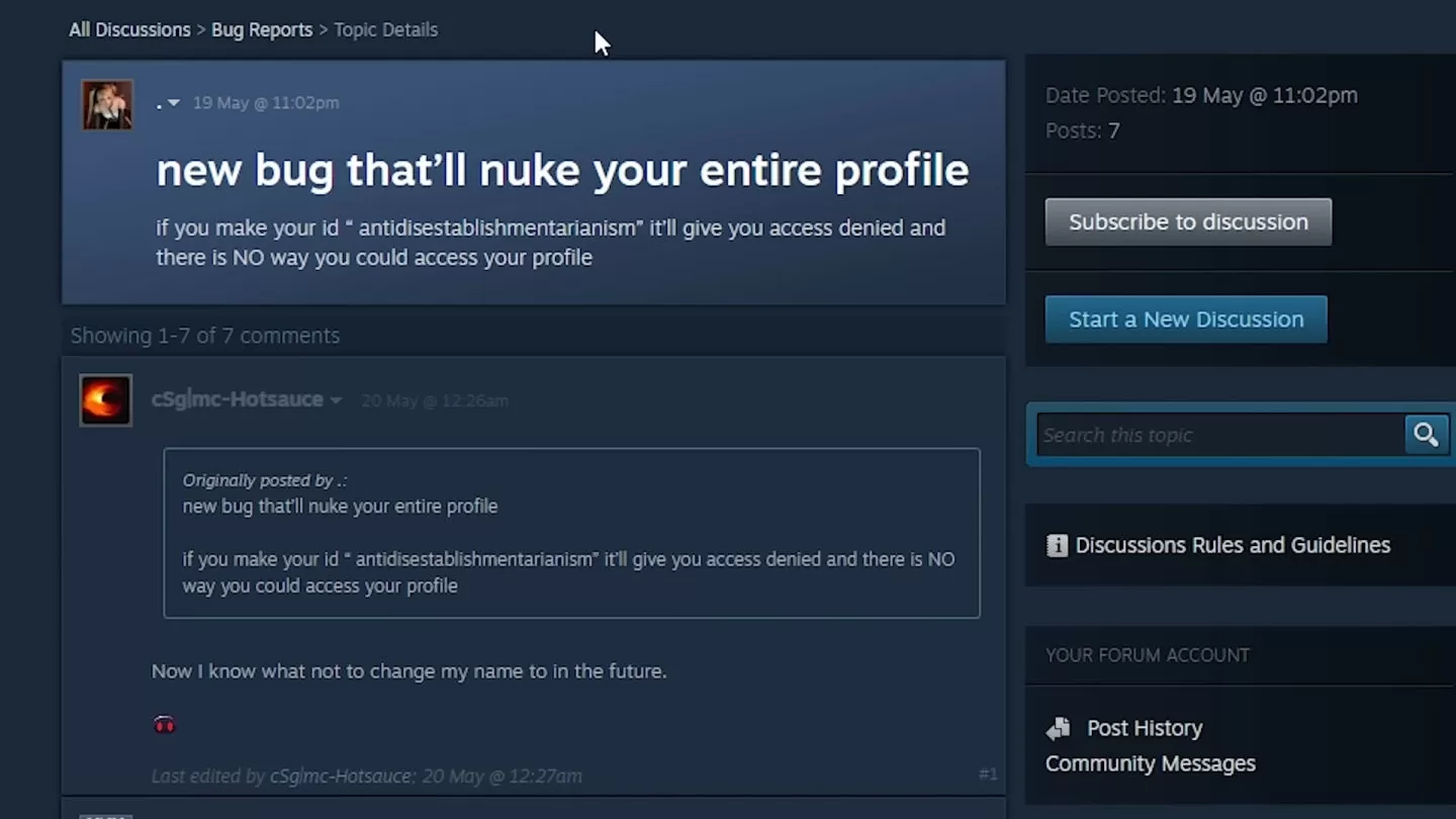 Steam 帐号禁词修复，Valve 推出伺服器更新
