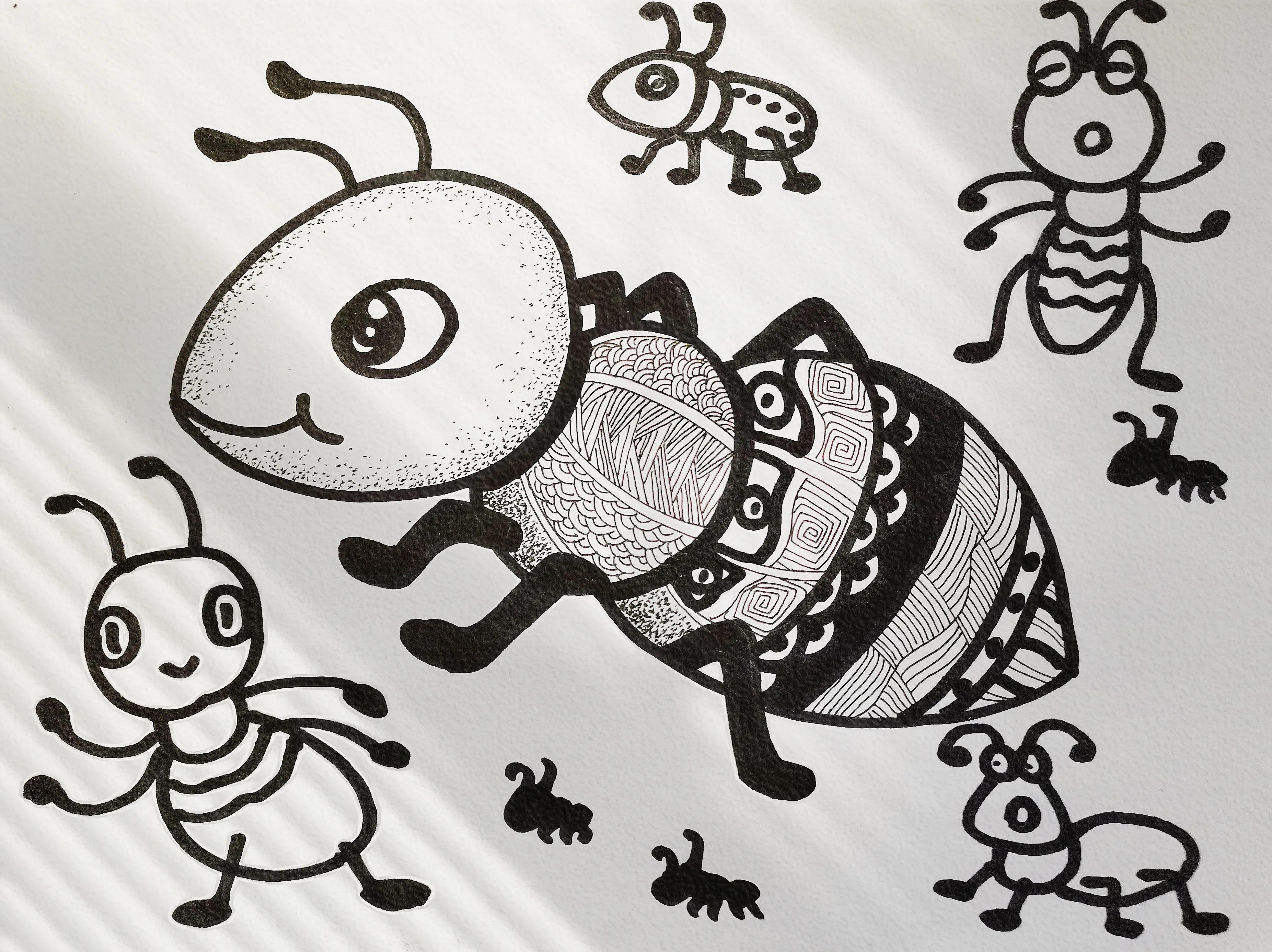 蚂蚁怎么画（蚂蚁简笔画一步一步画法）插图