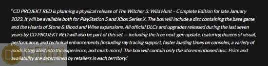 CDPR证实，下一代实体版《巫师3》将于1月下旬发布。插图2