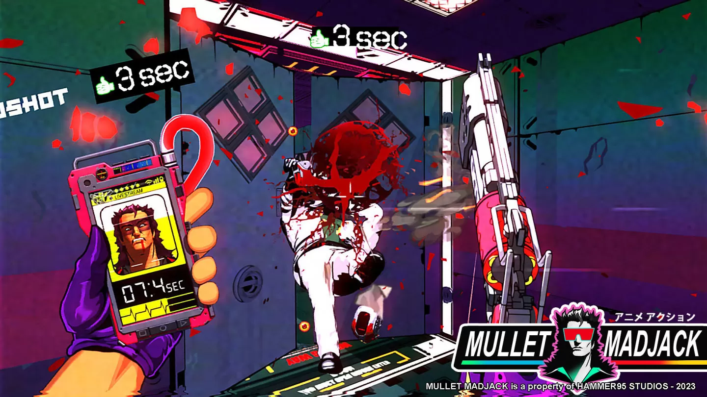《Mullet Mad Jack》90 年代动画风格FPS 公开！10 秒内不打倒敌人就会死插图2